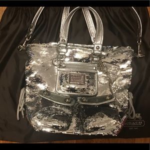 Coach Poppy Bag LIMITED EDITION Sequin in Silver